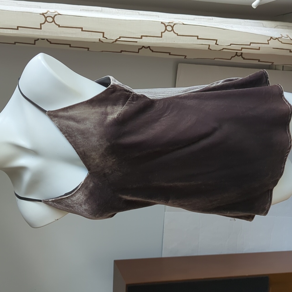 Gold Hawk Olive Charcoal Gray Velvet Camisole Top v Medium